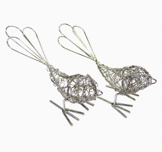 Mini Silver Wrapped Wire Bird