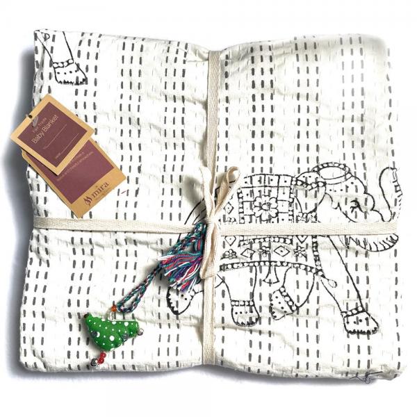 Baby Block Print Kantha Throw