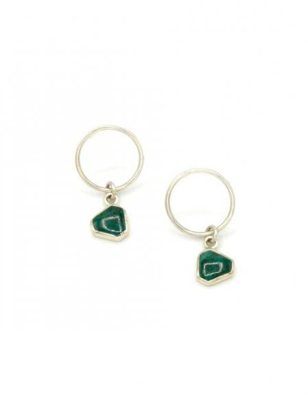 Drop Circle Sterling Studs - Sea Green Chrysocolla