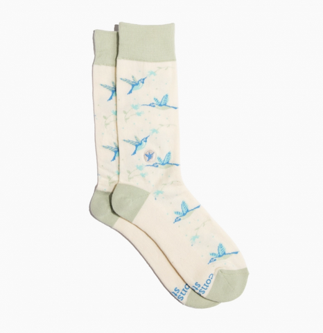 Socks That Protect Pollinators - Beige Hummingbirds