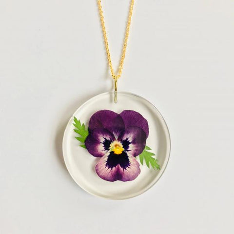 Botanical Thinking of You Full Moon Viola Necklace