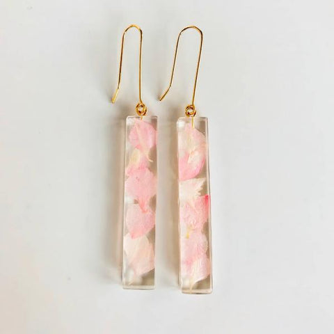 Botanical Sakura-Cherry Palito Bar Long Earrings