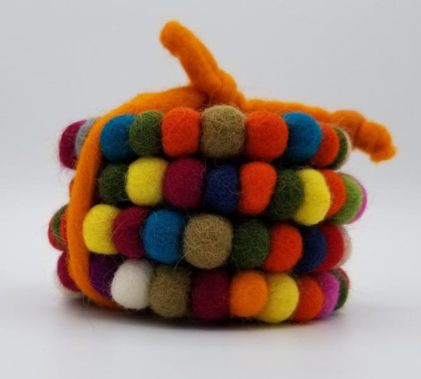 Felted Ball Coaster - set of 4 multicolor
