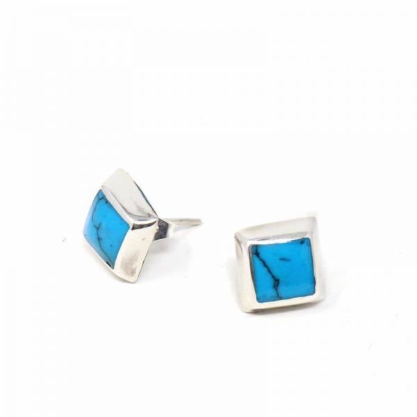 Sterling Silver Turquoise Square Earrings