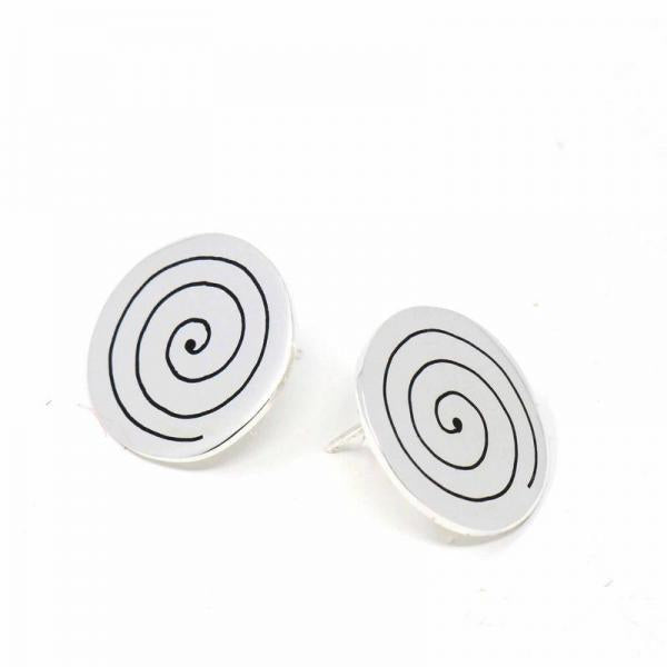 Alpaca Silver Spiral Stud Earrings