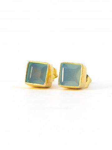 Crystal Waters Studs - Chalcedony