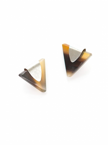 Triangle Horn Studs Silver