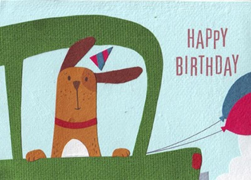 Cruising Dog Birthday Card