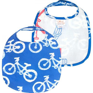 Batik Baby Bib Blue Bikes