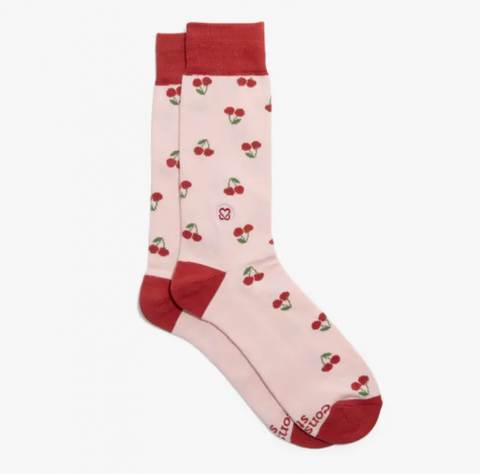 Socks That Support Self-Checks - pink cherries