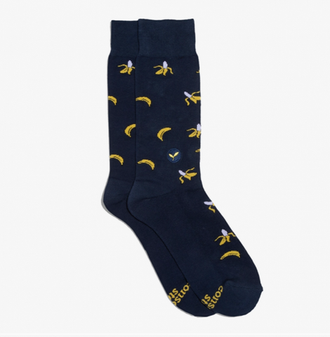 Socks That Plant Trees Navy Bananas