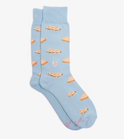 Socks That Provide Meals Blue Sandwiches