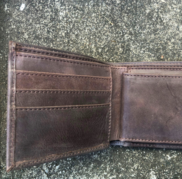 Origin Creations 100% Leather Mocha Bi-Fold Wallet